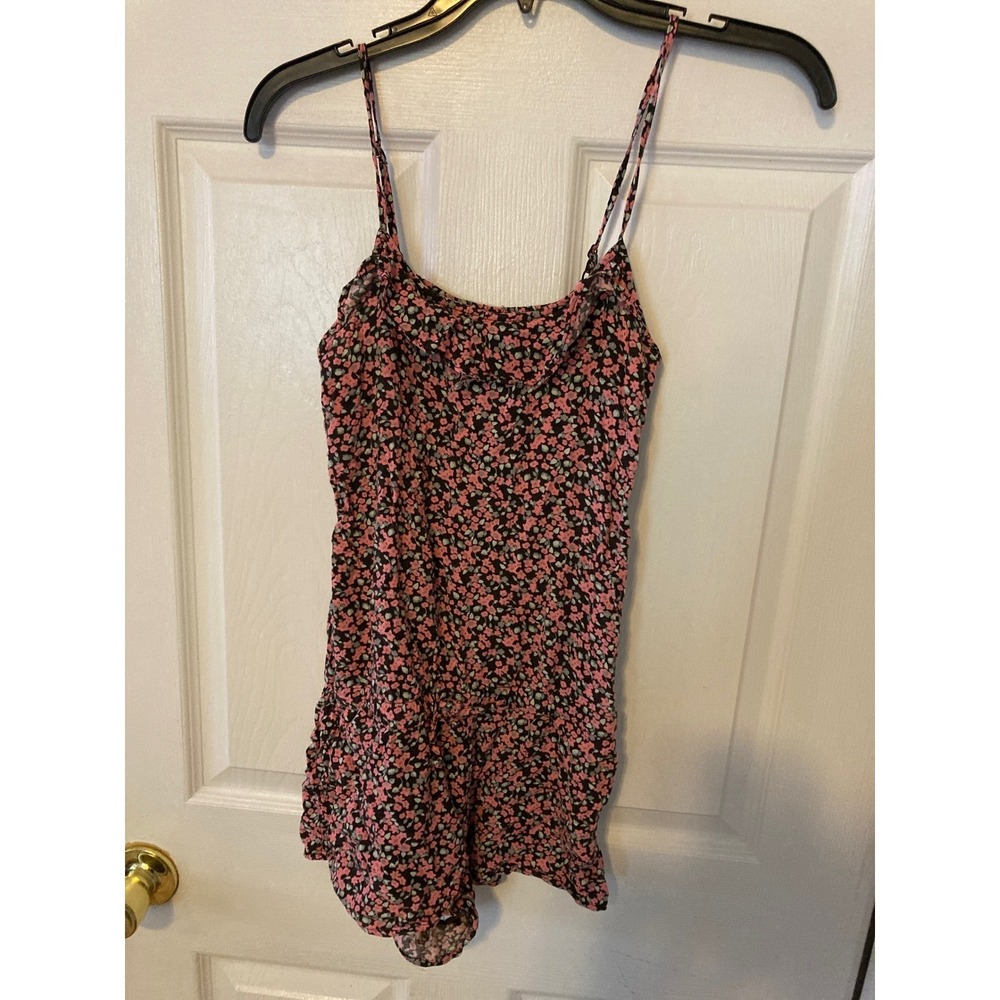 HM Girls Floral Romper Pink Black Ditsy Print Spaghetti Strap Size 12-13Y